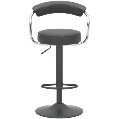 Shubhika Swivel Upholstered and Faux Leather Adjustable Height Bar Stool with Steel Frame