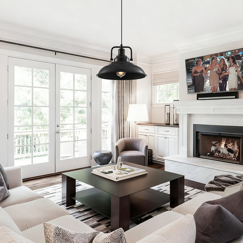 Black Pendant Light 12.5 Inches Farmhouse Pendant Light, Industrial Pendant Lighting, Kitchen Pendant Lights, Pendant Lights Kitchen Island For Dinning Room Entryway Barn