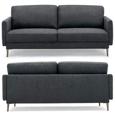 Corrigan Studio® 76.5'''' Fabric Sofa Couch Living Room Small Apartment Furniture W/ Metal Leg Grey