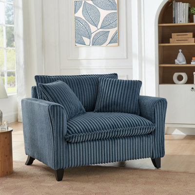 Fauteuil Lazy, fauteuil confortable pour une personne, avec dossier et coussin de siège moelleux, avec accoudoirs des deux côtés, convenant au salon et à la chambre à coucher - bleu