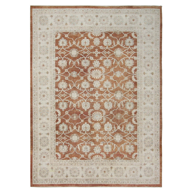 Daugherty Hand Knotted 9x12 Rust Rug