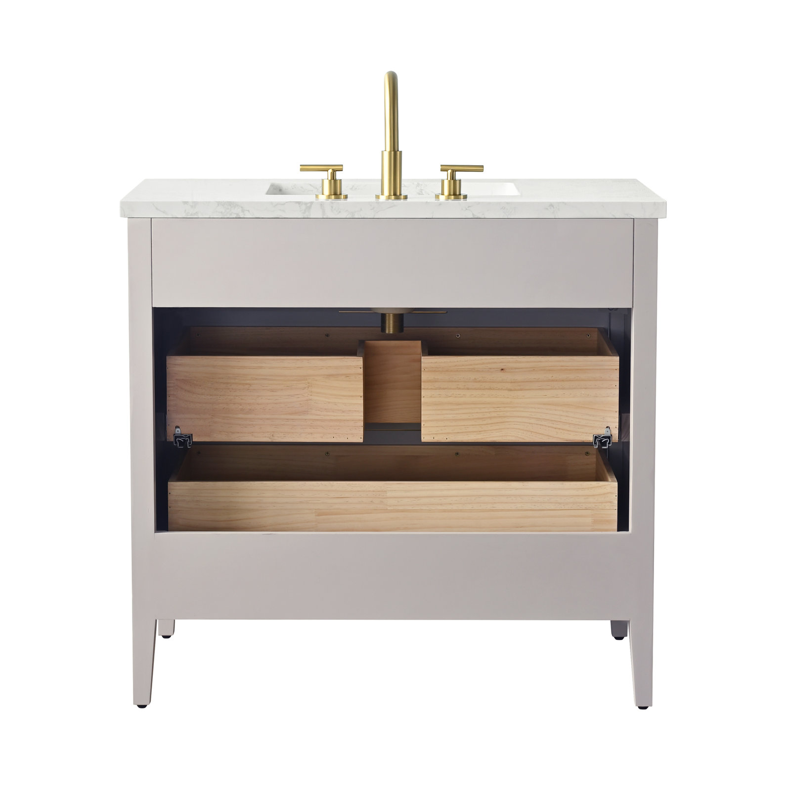 Bilroy 36'' Single Bathroom Vanity with Engineered Stone Top, Taupe