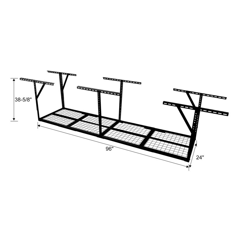 Support de garage réglable 2 x 8 pi, système de rangement de plafond robuste, Noir