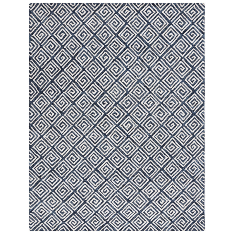 Tashieka Hand Tufted Wool And Cotton With Latex Geometric Rug, Rectangle 9' x 12'