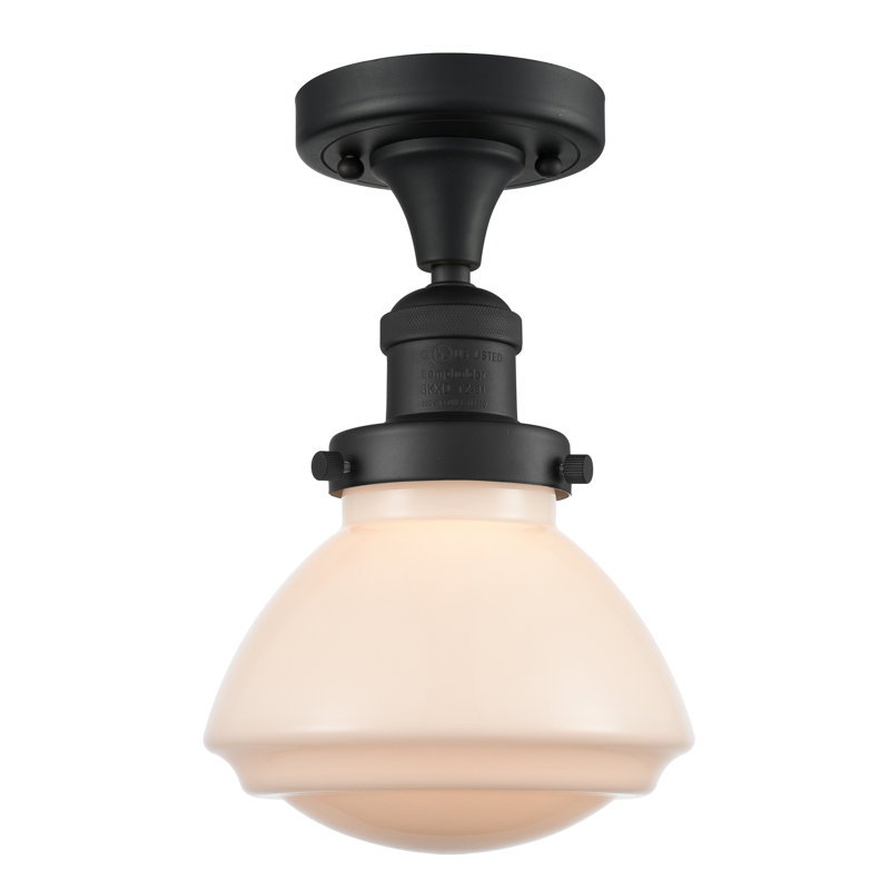 Plafonnier semi-encastré 1 lumière 6,75 po Chesterville, Noir mat, Ampoule non incluse, Blanc mat