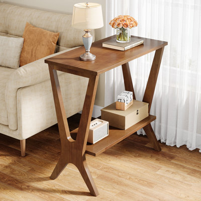 23.6"W End Table with 2-Tier Storage Shelves