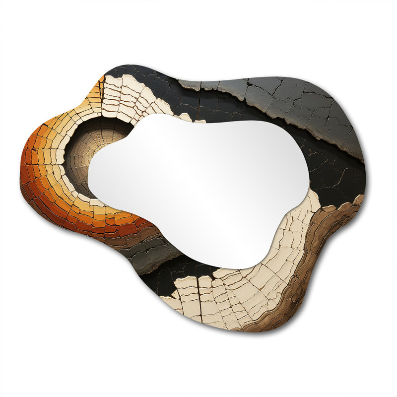 Vessela Beige Quartz Mystery Collage - Stone Geode Cloud Unique Wall Mirror, Traditional Asymmetrical Mirror, Printed Metal Art
