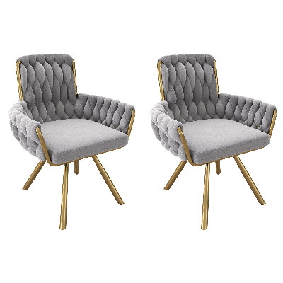 Velvet Upholstered Armchair in Grey