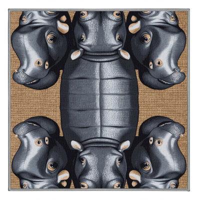 Washable Hippopotamus Wildlife Area Rug