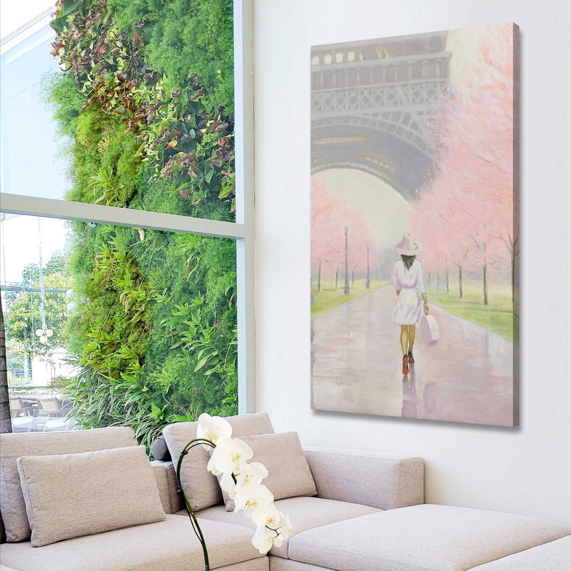 Printemps à Paris I - Peinture, H 30 po x l 18 po x P 1 po, Toile tendue