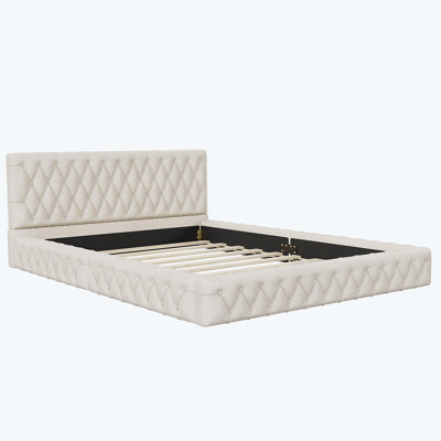 Queen Velvet Upholstered Platform Bed with Tufted Headboard -  Rosdorf Park, B1C034C8515F496ABC51A1F9590CAD69