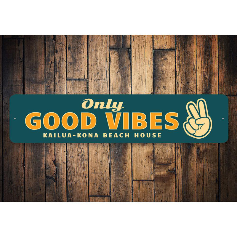Enseigne en aluminium Only Good Vibes, H 4 po x l 18 po x P 0,04 po