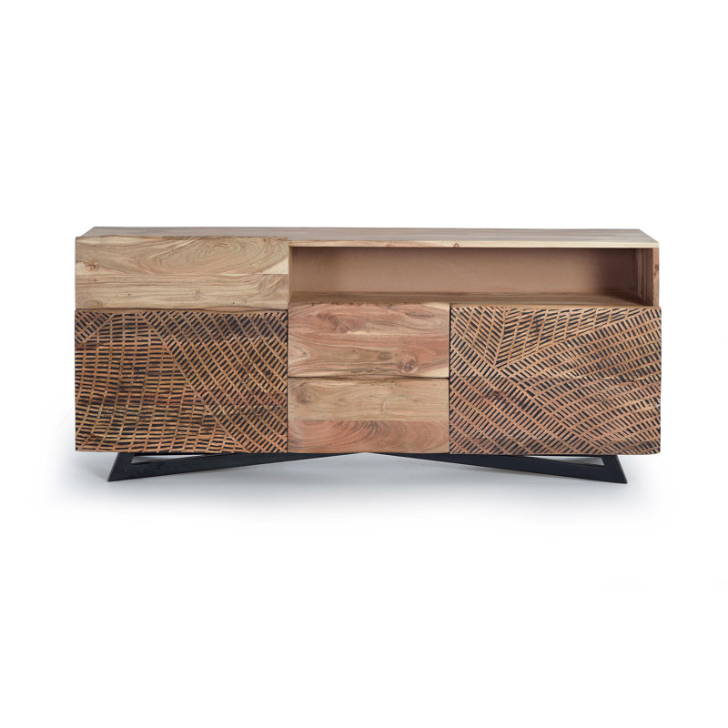 Gullo 160Cm Wide 3 Drawer Acacia Solid Wood Sideboard