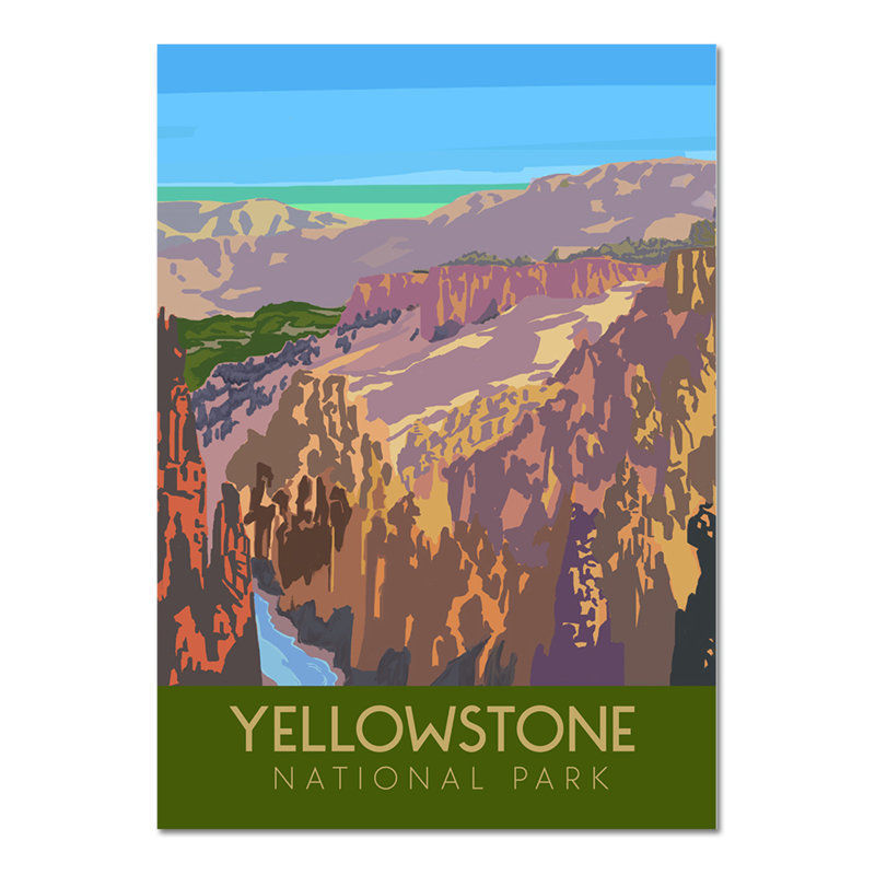 Happy Larry - Quadro - The Saturday Evening Post - Yellowstone National Park - Vetro Acrilico Plexi - 70X100 - Pronto Da Appendere - Quadri Moderni Per La Casa - Vintage - Retr