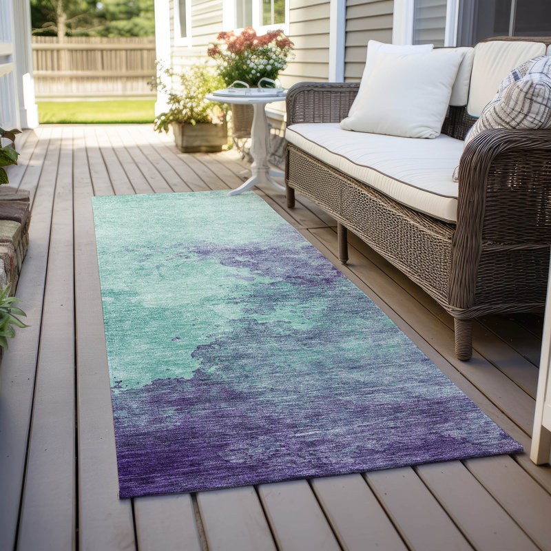 Machine Washable Indoor/Outdoor Cicel ACN1138 Seafoam, Runner 2'3" x 7'6"