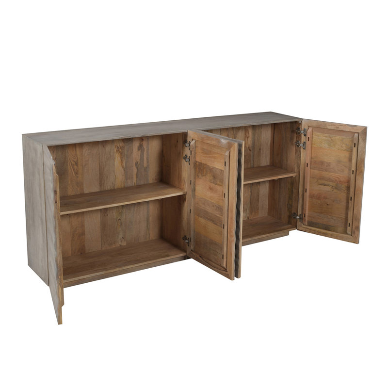 80 In. Brown Solid Wood 4 Door Sideboard_Buffet