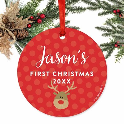 Personalized Baby's First Christmas Reindeer Ball Ornament -  The Holiday AisleÂ®, 69464494B7D04717800A3010581BFAD8