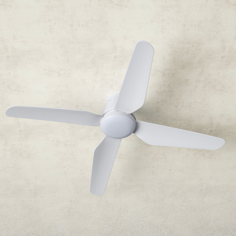 White Low Profile 52'' Ceiling Fan with Remote and LED Light