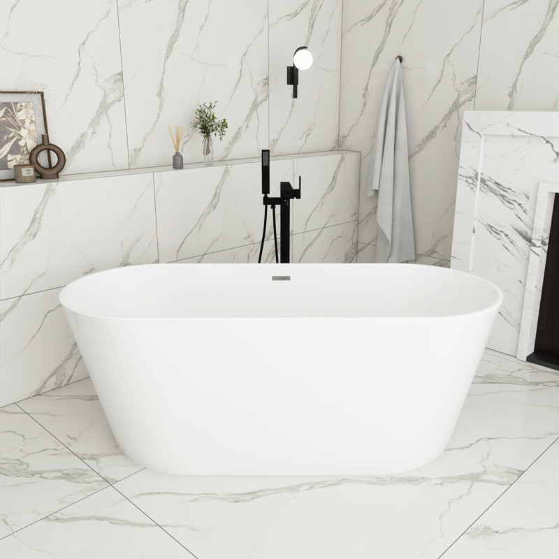 67'' X 31'' Acrylic Freestanding Soaking Bathtub, Glossy White