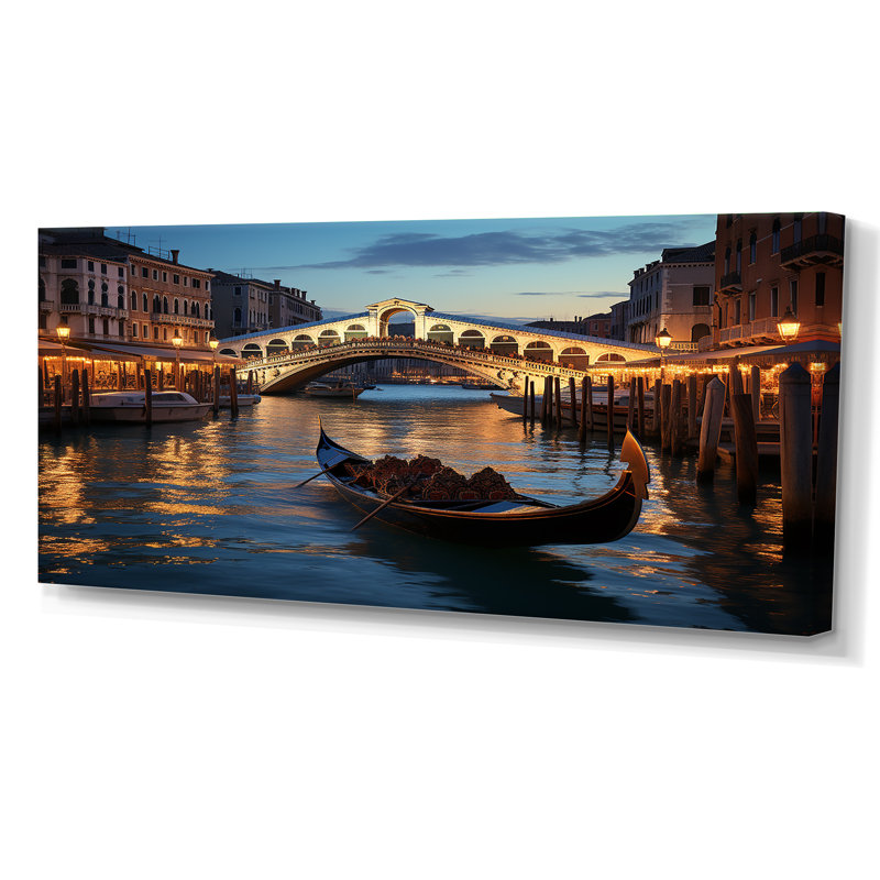 Italie, pont du Rialto Ponte II - Italie, art mural, Toile tendue, H 28 po x l 60 po x P 1,5 po