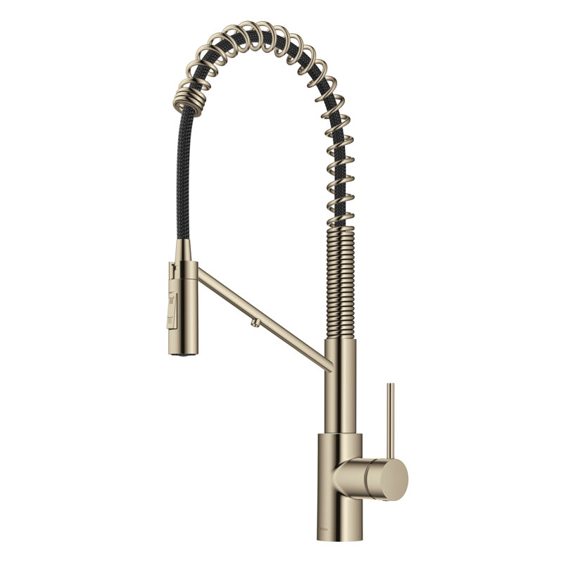 Oletto 2-in-1 Pull-Down Single Handle Kitchen Faucet, Spot Free Antique Champagne Bronze