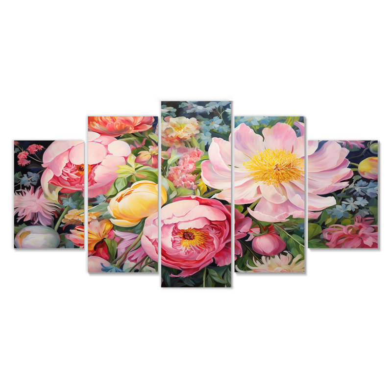 Décoration florale rose 5 fleurs printanières - fleurs sauvages
