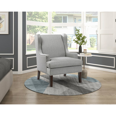 Fauteuil d'appoint confortable avec coussin en mousse, revêtement en tissu et garniture cloutée pour les salons élégants