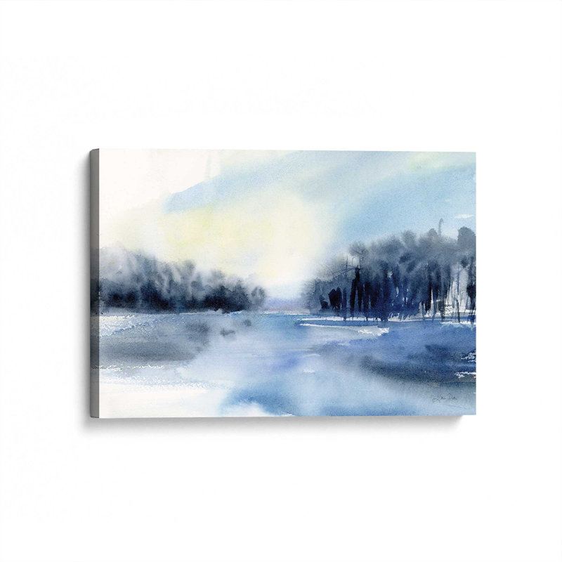 Imprimé brume d'hiver sur le lac, H 12 po x l 18 po x P 1,25 po, Toile tendue