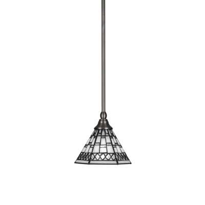 Stem Hung Mini Pendant Shown In Brushed Nickel Finish With 7" Pewter Art Glass