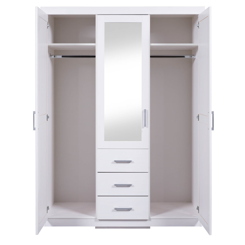 Hakon Door Wardrobe - With Mirror, White
