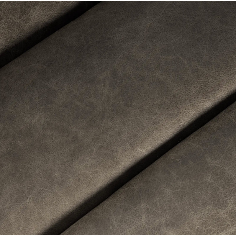 Texas Chaise Lounge in Aniline-Leather with Adjustable Backrest, Dark Brown, Silver