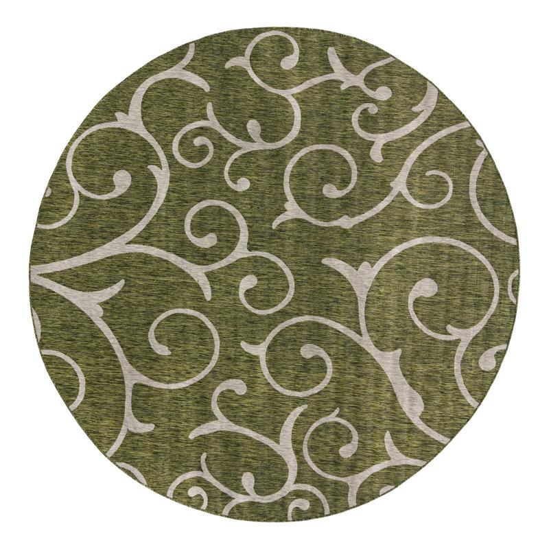 Hague Botanical Green Indoor/Outdoor Area Rug, Round 10'8"