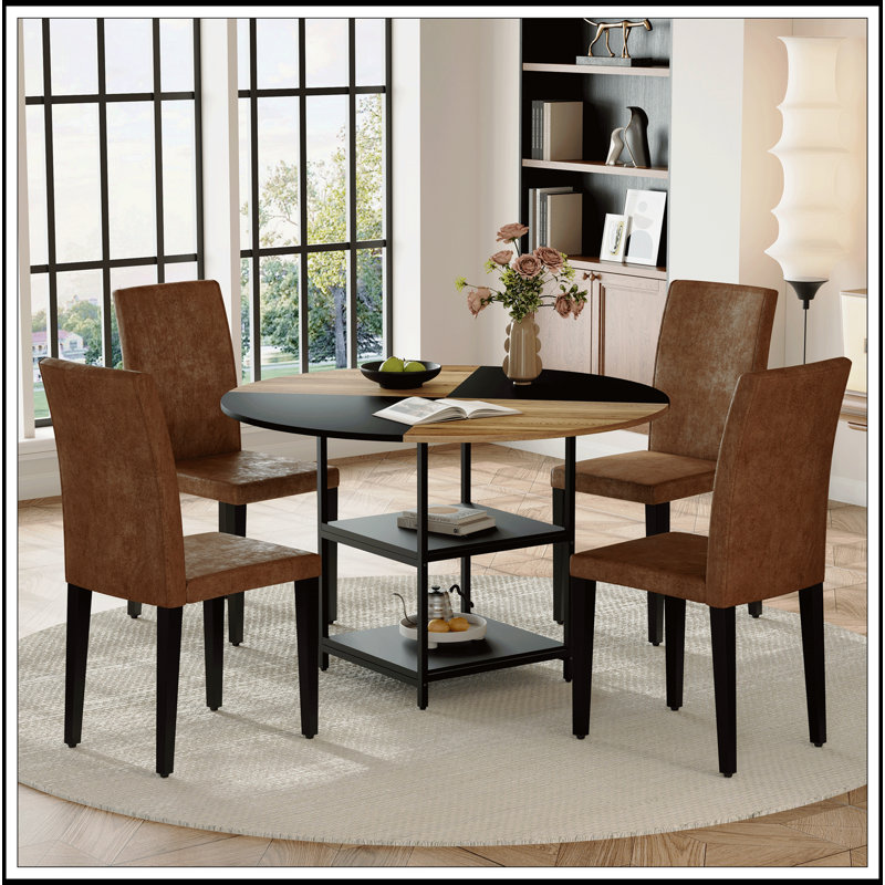 Versatile Dining Set With Modern Design And Practical Storage, 5