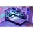 Twin Size Gaming Daybed With Integrated Desk And LED Light, Modern Wooden Bed Frame With 3 Storage Drawers And Built-In Charging Station, Multi-Functional Headboard Bookcase, Black+Blue