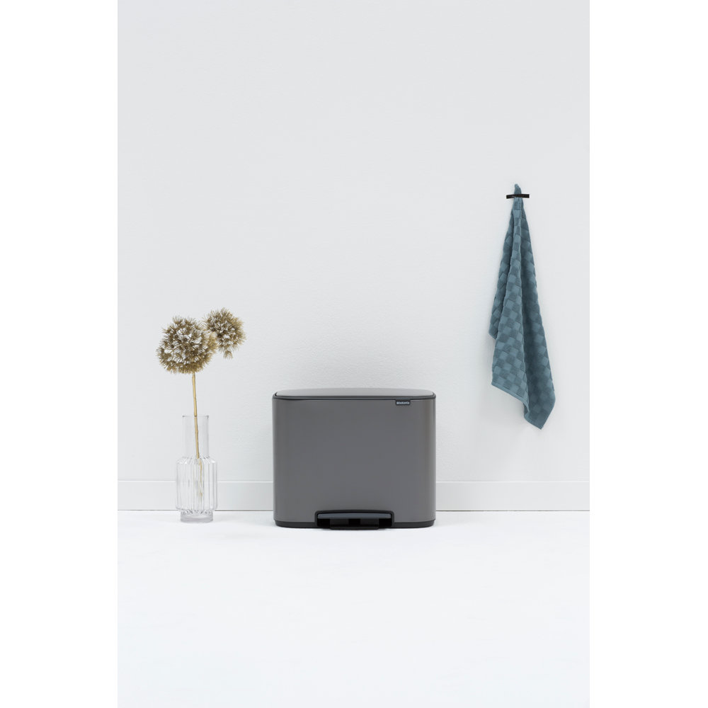 Brabantia Bo Step 9gal Recycling Can, Platinum