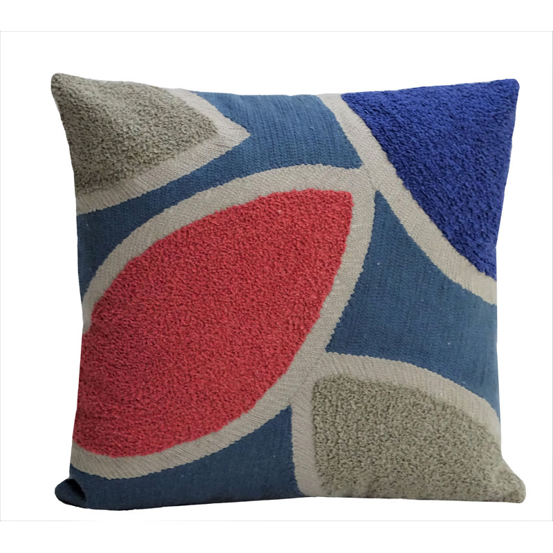 Embroidered Cotton Blend Throw Pillow