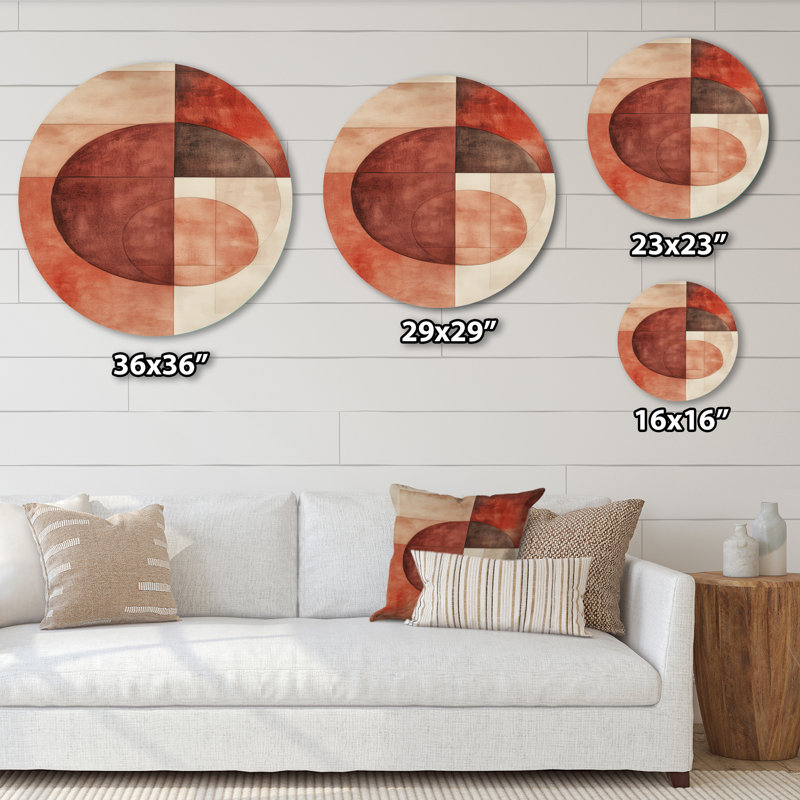 Imoni - Art mural rond moderne transitionnel abstrait en métal, L 23 po x H 23 po