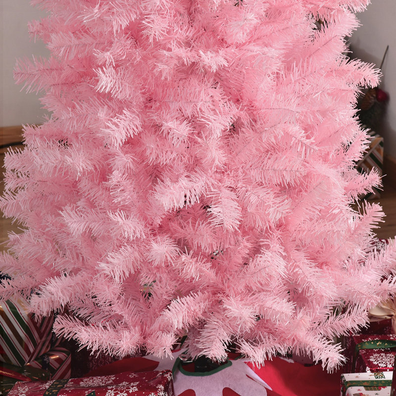 Sapin de Noël artificiel de 7 pi avec 818 pointes réalistes, parfait pour les petits espaces et les décors modernes, Rose