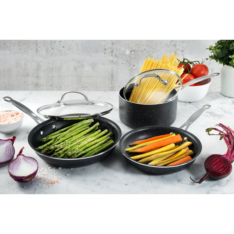 Granitestone 5 Piece Nonstick Cookware Set with Stay Cool handles, Oven & Dishwasher Safe