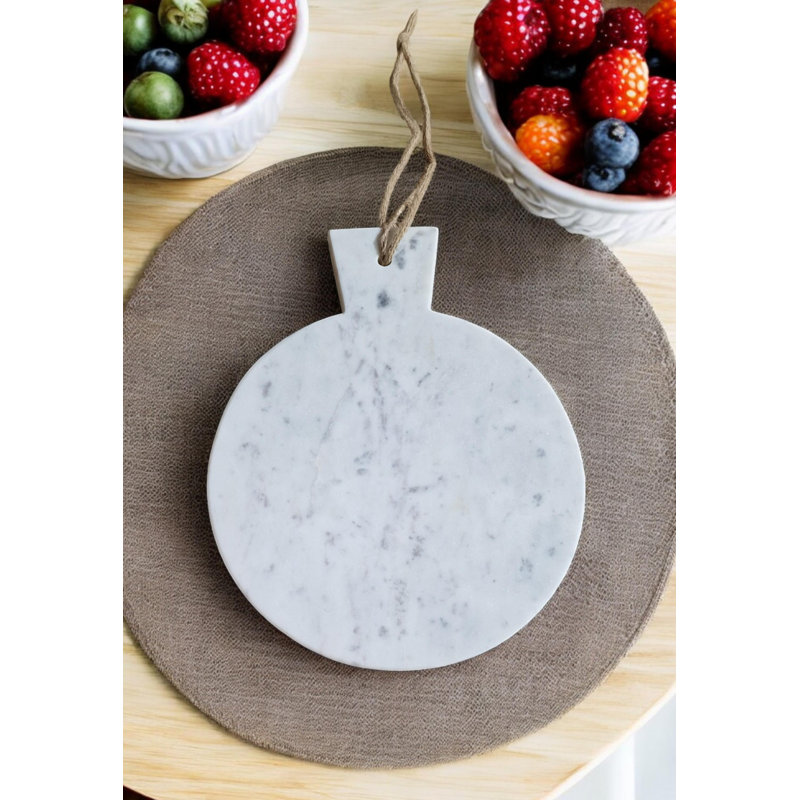 Geko Marble Round Chopping Board, White