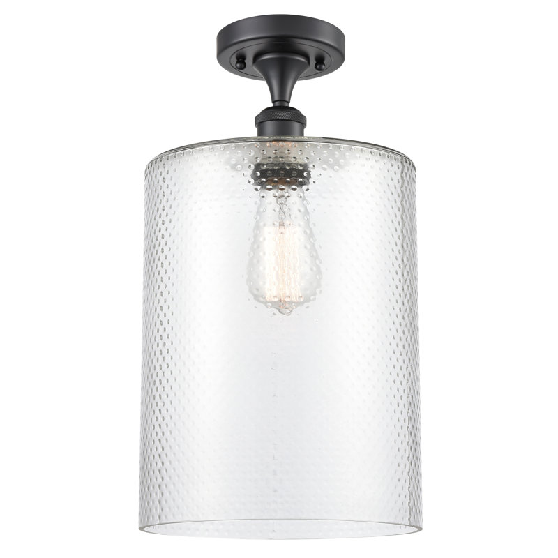 Leilani Glass Semi Flush Mount, 6 Watt Vinage LED Bulb, Clear, Matte Black