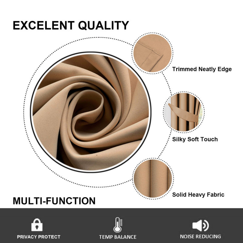 Blackout Eyelet Thermal Curtain, Beige