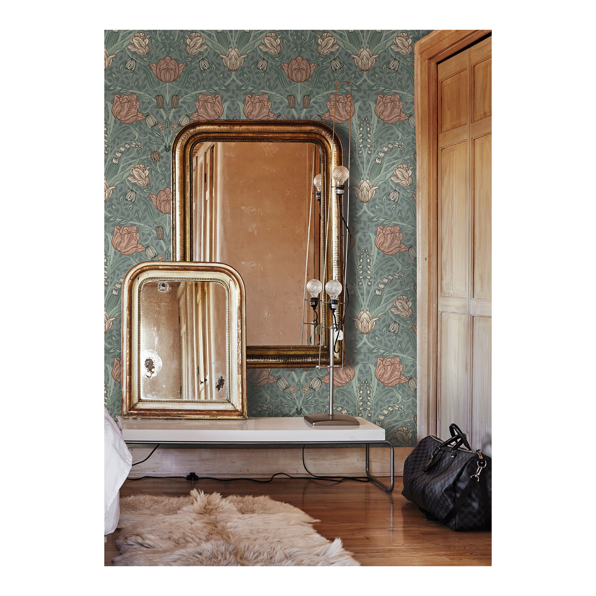 Orelia 33' L x 20.5" W Wallpaper Roll, Sage, 33' L x 20.5" W