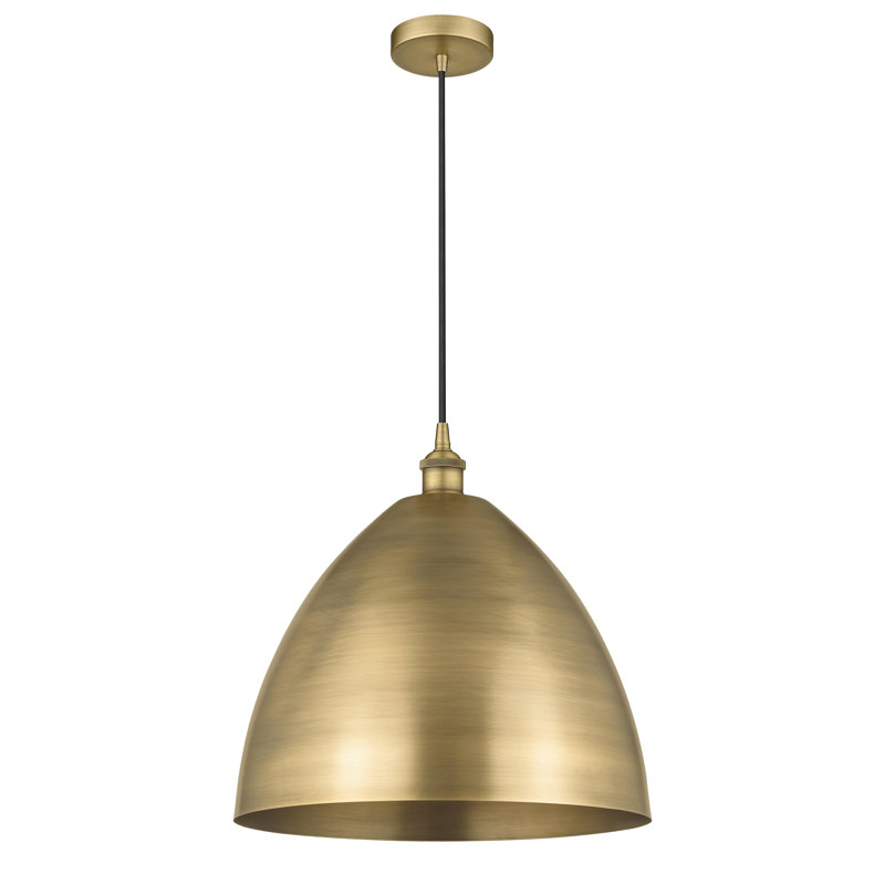 Luminaire suspendu conique à 1 lumière, Noir mat, Laiton brossé