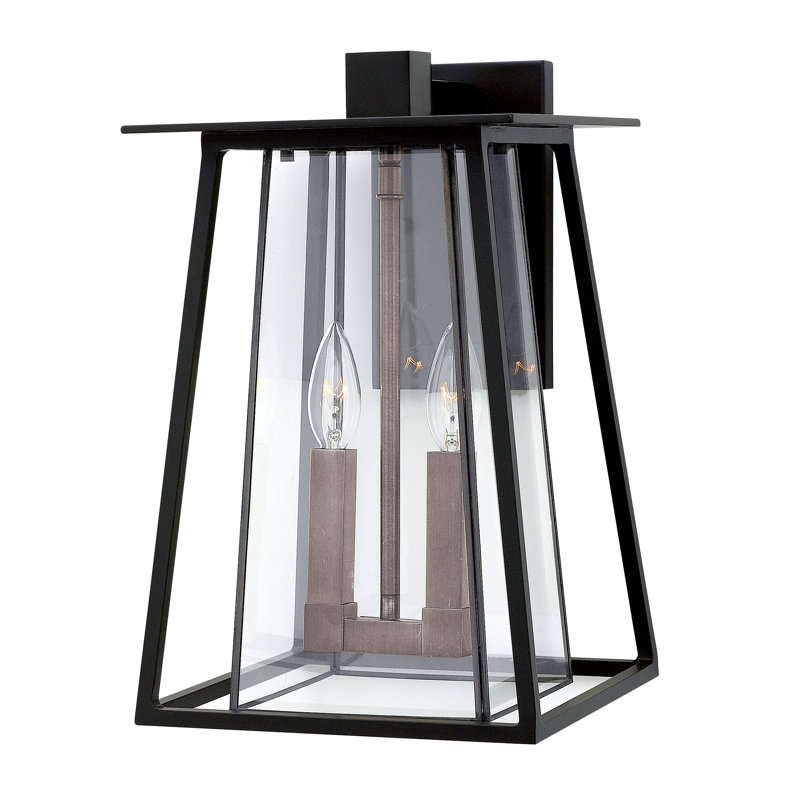 Walker 2-Light Outdoor Wall Lantern, Incandescent, Black/Brown