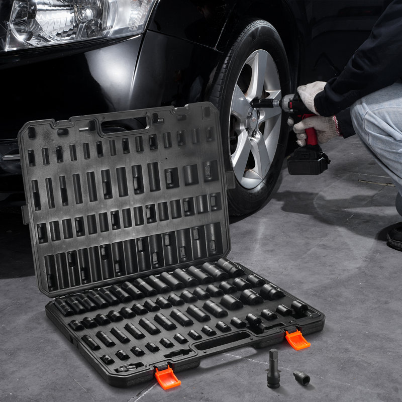 Impact Sockets Set 59pcs 6-Point 3/8" & 1/2" Drive Bit Ratchet