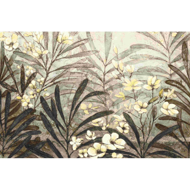 Petites feuilles de Lotsa - peinture sur toile tendue, H 32 po x l 48 po