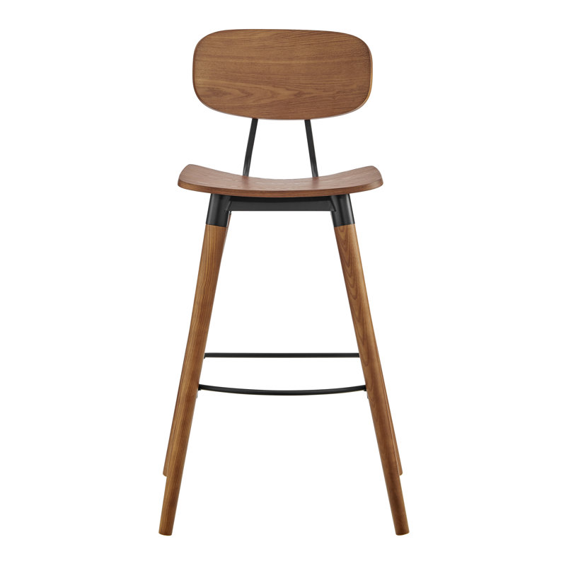 Vega Stool With Matte Black Steel Frames And Walnut Stained Wood - Set Of 1, Bar Stool (29.5" Seat Height)