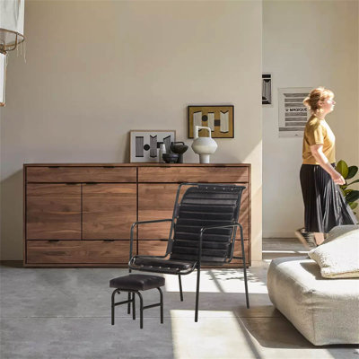 Upholstered With Footstool Lounge Chair