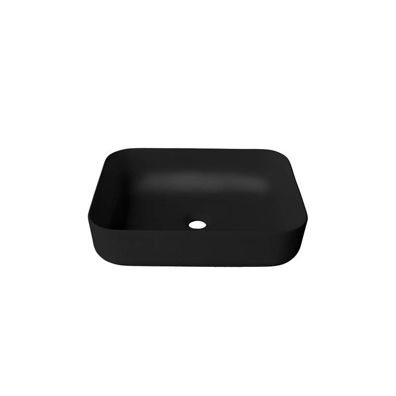Lavabo de salle de bain vasque rectangulaire en céramique blanche, Noir mat